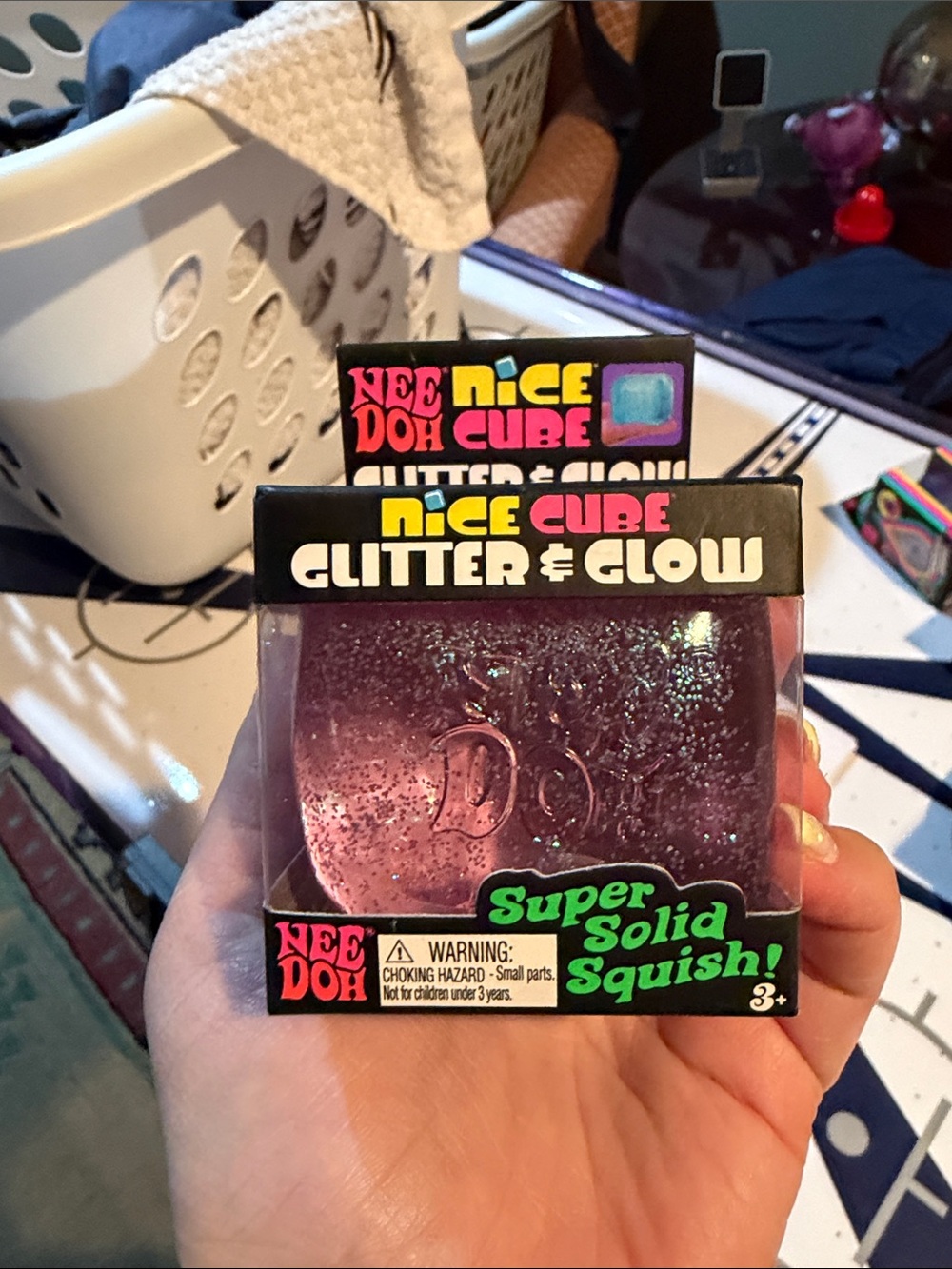 NeeDoh Nice Cube Glitter & Glow Super Solid Squish - Purple
